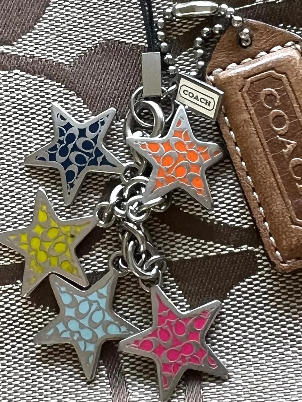 Coach Vintage Y2K Signature C Enamel Star Cluster Bag Charm Phone Strap